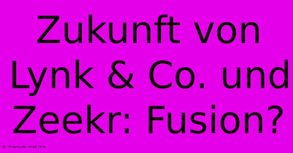 Zukunft Von Lynk & Co. Und Zeekr: Fusion?