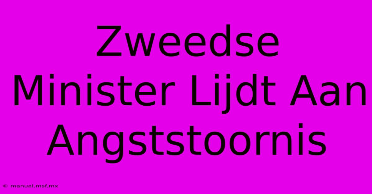 Zweedse Minister Lijdt Aan Angststoornis